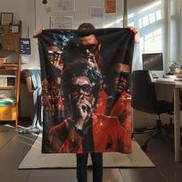1 vnt. „The Weeknd“ spaudinio flanelės pledas, Aukštos kokybės, Patogus visais metų laikais, Namų dekoras, Šiluma ir jaukumas, Puikiai tinka dovanoms 80cm x 120cm