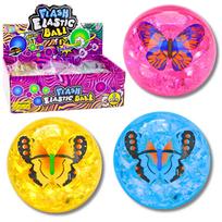 Guminis kamuolys su konfeti 9 cm