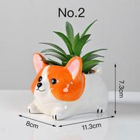 Cute Corgi Flower Pot Succulent Plant Pot Ceramic Planter Desk Ornament Home Decor No.1