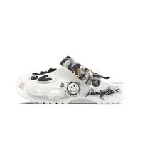 Crocs Classic Clog EVA Grafiti Šypsena Medinės klumpės Dekoratyvus sagtelis Rankomis tapytas grafiti Laisvalaikio mada Universalūs skylėti batai Unisex Balti 43-44 balta