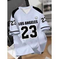 Men's Los Angeles 23 basketball jersey V-neck short-sleeved casual and sports T-shirt with digital print XXS