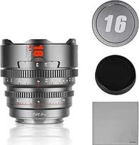 "7artisans" 16 mm T2.1 kinematografinis objektyvas S35 Frame, suderinamas su "Sony E" laikikliu (C Frame), skirtas "Sony A6500/A6600/A6700/FX30/ZVE-10" (titano pilka)