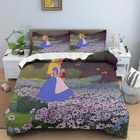 Alisa Stebuklų šalyje paklodės ir užvalkalų komplektas Vaikams Namams Berniukams Mergaitėms Animacinis Co-branded Modernus 2 dalių patalynės komplektai EU Single(135*200cm)3pcs
