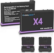 "Coolshow" veiksmo kameros X4 akumuliatoriaus atnaujinimo 2500 mAh talpos 2 vnt. pakuotė su akumuliatoriaus apsauginiu dėklu, suderinama su X4 kamera