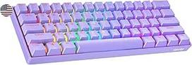 "Geeky" GK61 SE 60% mechaninė žaidimų klaviatūra, 61 klavišas su įvairiaspalviu RGB LED apšvietimu, skirta PC/Mac žaidėjams, ANSI JAV amerikietiškas išdėstymas (levandų spalvos, mechaninė, sidabrinė)