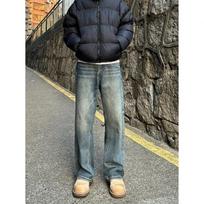 Retro Blue Jeans Men's Tall Pants American High Street Loose Straight Leg Bootcut Pants S mėlyna