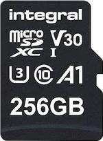 "Integral" 256GB "Micro SD" kortelė 4K Video Premium didelės spartos atminties kortelė SDXC iki 100MB/s skaitymo greitis ir 50MB/s įrašymo greitis V30 C10 U3 UHS-I A1