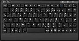 "KeySonic ACK-595C+" USB klaviatūra, USB kabelis (2 m), kompaktiškas išdėstymas, integruotas skaičių laukas, minkšta oda