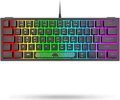 "LexonElec K61" 60 % procentų klaviatūra žaidimų kompiuteriui su RGB apšvietimu, juoda - mini UK išdėstymo QWERTY klaviatūra - mechaninė ergonomika - "Anti-Ghosting" dvigubo šūvio klavišų dangteliai - skirta nešiojamajam kompiuteriui