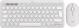 "Logitech Pebble 2 Combo", belaidė klaviatūra ir pelė, tyli ir mobili, pritaikoma, "Logi Bolt", "Bluetooth", lengvai perjungiama "Windows", "macOS", "iPadOS", "Chrome" - vokiškas QWERTZ išdėstymas, balta