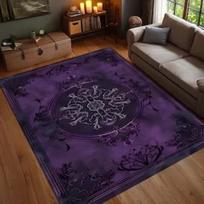 Violetinis Gothic kilimas, Tamsus elegantiškas barokinis kilimas, Puošnus viduramžių mandalos raštas, Retro įkvėptas svetainės dekoras 60*90cm