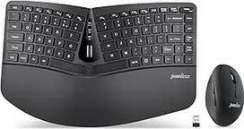 "Perixx PERIDUO-606" belaidė mini ergonominė klaviatūra su nešiojama vertikalia pele - reguliuojamas delnų atramos stovas - membraniniai žemo profilio klavišai - JAV anglų kalba