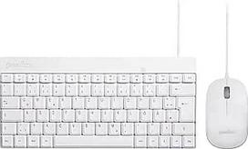 "Perixx" PERIDUO-212 kompaktiškas mini klaviatūros ir pelės rinkinys, USB kabelis, vokiškas išdėstymas, baltas