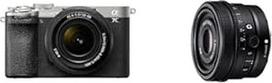 "Sony Alpha 7C II" beveidrodis viso kadro fotoaparatas su SEL2860 ir SEL50F25G (33 MP, realaus laiko automatinis fokusavimas, 10 BPS, 4K vaizdo įrašas, pasukamas LCD jutiklinis ekranas) Sidabrinė/juoda