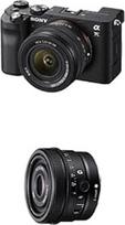 "Sony Alpha 7C" beveidrodis E-Mount pilno kadro skaitmeninis fotoaparatas ILCE-7C (24,2 MP, 7,5 cm (3 colių) jutiklinis ekranas, realaus laiko AF) su 28-60 mm ir 40 mm f2,5 objektyvais - juodas