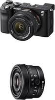 "Sony Alpha 7C" beveidrodis E-Mount pilno kadro skaitmeninis fotoaparatas ILCE-7C (24,2 MP, 7,5 cm (3 colių) jutiklinis ekranas, realaus laiko AF) su 28-60 mm ir 24 mm f2,8 objektyvais - juodas
