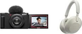 "Sony Vlog" fotoaparatas ZV-1F Skaitmeninis fotoaparatas, sulankstomas ir pasukamas ekranas ir WH-1000XM5 belaidės "Bluetooth" triukšmą slopinančios ausinės su 30 val. baterija