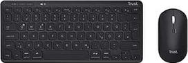 "Trust Lyra" "Bluetooth" klaviatūros ir pelės rinkinys, belaidis, QWERTZ išdėstymas, 84 % perdirbto plastiko, įkraunama kelių įrenginių belaidė klaviatūra ir pelė, skirta kompiuteriui, nešiojamajam kompiuteriui, "Mac", "iPad", "Android", "iOS" - juoda