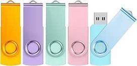 ABLAZE USB atmintinė 2GB Pakuotė iš 5 metalinių atmintinių Daugiaspalvė besisukanti USB atmintinė Pakuotė iš 5 didelės spartos USB 2.0 atmintinių