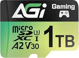 AGI TF138 Micro SD kortelė 1TB atminties kortelė su adapteriu, MicroSDXC, UHS-I, A2, U3, V30, skaitymo greitis iki 170MB/s, skirta dronams/prietaisų kameroms/fotoaparatams/telefonams/jungikliams/kompiuteriams/planšetiniams kompiuteriams