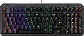 ASUS TUF TUF Gaming K3 Gen II kompaktiška klaviatūra su 98 klavišais, RGB optiniais mechaniniais jungikliais, slopinančiomis putomis, IP57, nuimama viršutine plokštele ir "Aura Sync", ispaniška QWERTY klaviatūra