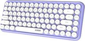 Belaidė "Bluetooth" klaviatūra, miela mini kompaktiška klaviatūra su 84 klavišais, belaidė 2,4 GHz "Bluetooth" ryšio technologija, apvalus ABS retro klavišų dangtelis, matinis skydelis, ergonomiškas dizainas (violetinė)