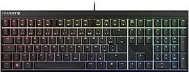 CHERRY MX 2.0S mechaninė žaidimų klaviatūra su RGB apšvietimu, prancūziškas išdėstymas (AZERTY), laidinė, sukurta Vokietijoje, MX RED jungikliai, juoda