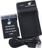 DSTE ličio jonų akumuliatoriaus ir mikro USB įkroviklio rinkinys, suderinamas su Nikon EN-EL14 Coolpix P7000 P7100 P7700 D3100 D3200 D5100 D5200 D5300