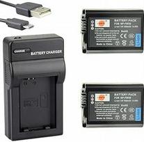 DSTE NP-FW50 ličio jonų akumuliatorius (2 vnt.) ir "Micro USB" įkroviklis Tinka "Sony" ZV-E10, RX10 IV, A7, A3000, A6000, A6100, A6300, A6400, A6500, NEX-3, NEX-5, NEX-6, NEX-7