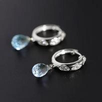 Designer original S  inlaid oval blue crystal pendant women's Earrings exquisite luxury elegant charm jewelry