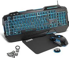 EMPIRE GAMING - "Hellhounds PC Gaming Pack" angliškas klaviatūros pelės kilimėlis - programuojama programinė įranga - LED RGB apšvietimas - 7200 DPI - suderinama su "Windows