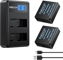 ENEGON 1200mAh DMW-BLE9 DMW-BLG10 akumuliatorius ir įkroviklis, USB-C laidas ir LCD ekranas, skirti "Panasonic Lumix DC-LX100 II", TZ202, TZ101, TZ99, TZ91, TZ81, DMC-GX7, DMC-GX9, DMC-GX80, DMC-GX85 (2 vnt.)