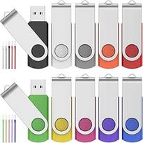 FEBNISCTE 10 USB atmintinių pakuotė, 512MB atminties kortelė, sulankstoma atmintinė, mažos talpos, 512MB atminties kortelė, graži violetinė USB atmintinė su spalvinga 10 virvelių ant riešo pakuote