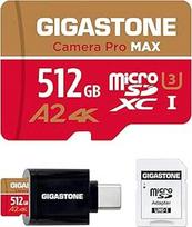 GIGASTONE 512GB MicroSDXC atminties kortelė su USB 3.2 C tipo kortelių skaitytuvu, "Camera Pro Max", iki 170/140MB/s, suderinama su DJI GoPro Drone Switch, A2 U3 V30 UHS-I