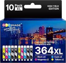 GPC IMAGE 364XL suderinamos HP 364 spausdintuvo kasetės XL, skirtos "Photosmart" 5520 5510 5524 6520 7520 7522 Deskject 3520 3070A 3524 3522 Officejet 4622 4620 (juoda žydra, geltona, purpurinė, 10 pakuočių)