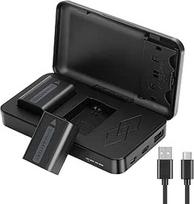 JYJZPB NP-FW50 atsarginė baterija (2 x 1300 mAh) ir USB įkroviklis su SD kortelės lizdu, skirtas "Sony Alpha A6000 A6300 A6400 A6500 ZV-E10 A7 A7 II A7R II A7SII A5000 A5100 NEX fotoaparatui