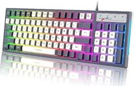Laidinė žaidimų klaviatūra LED RGB apšviesta klaviatūra su sparčiaisiais klavišais Anti-Ghosting klavišai Multimedija Ergonomiški nuimami klavišai 96 klavišai staliniam kompiuteriui Nešiojamasis kompiuteris