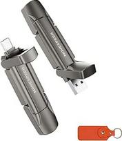 MOVE SPEED 128GB USB C atmintinė - didelės spartos USB atmintinė su 1000MB/s, USB 3.2 Gen2 ir C tipo dviguba, su raktų pakabuku ir odiniu dėklu