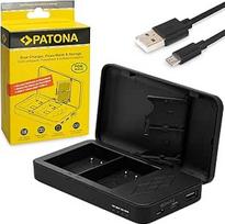 PATONA Dvigubas DMW-BLK22 BLK22E akumuliatorių įkroviklis, suderinamas su "Panasonic Lumix DC-S5 S5 II S5K G9 DC-GH5 II GH6 GH7 akumuliatorių įkrovikliu su "Power Bank" funkcija ir atminties kortelių saugykla
