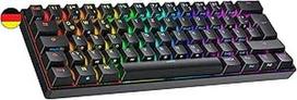 Ranked N60 Nova mechaninė 60 proc. klaviatūra, "Hotswap" žaidimų klaviatūra, 62 programuojami klavišai su RGB apšvietimu, PC/Mac žaidėjams, ISO DE QWERTZ (juoda, Gateron Pro Yellow)