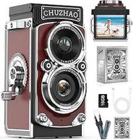 Retro mini skaitmeninis fotoaparatas, 1080P FHD vaizdo įrašo skaitmeninis retro fotoaparatas su 16GB atminties kortele, 12 MP automatinio fokusavimo senovinis fotoaparatas pradedantiesiems, paaugliams, suaugusiesiems ir vaikams (raudonas)
