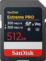 SANDISK Extreme PRO 512GB SDXC UHS-II kortelė (iki 300MB/s skaitymo ir rašymo greitis, V90, 8K)