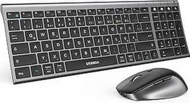 SEENDA COE401 "Bluetooth" klaviatūra su pele, belaidės klaviatūros ir pelės rinkinys, skirtas "Windows", "Mac", "iPad" ir "Android", itin plona metalinė klaviatūra ir tyli belaidė pelė, 3 įrenginių jungtis, QWERTZ išdėstymas, pilka spalva