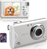 Skaitmeninis fotoaparatas, 4K 1080P 48MP fotokamera Kompaktiškas fotoaparatas, mini skaitmeninis fotoaparatas su 32GB SD kortele FHD fotokamera, įkraunamas skaitmeninis fotoaparatas su 3.0 LCD ekranu, 16X skaitmeninis priartinimas pradedantiesiems