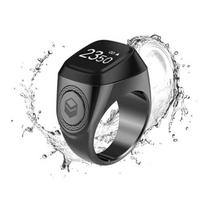 ABMH-Smart Counter Ring For Muslims Zikr Digital Tasbeeh 5 Prayer Time Tasbih Zikr Ring (Black) juoda