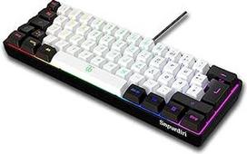 Snpurdiri 60% laidinė žaidimų klaviatūra, maža mini, nešiojamoji, kompaktiška RGB klaviatūra kompiuteriui, "Mac", biurui, žaidimams (61 klavišas, vokiečių abėcėlė, juodai balta)