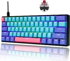SOLIDEE 60 % laidinė mechaninė žaidimų klaviatūra, RGB apšvietimas, NKRO apsauga nuo vaiduoklių, programuojami makro klavišai, 61 klavišas, keičiamas karštuoju būdu, skirta PS4 (Gateron Optical Red, 61 Joker)