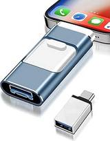 USB atmintinė "iPhone" 128GB, nereikia jokios programos, "4-in-1" atmintinė "iPhone" / "iPad" / "Android" / kompiuteriui, "Flash" atmintinė su "Plug and Play" atsargine kopija nuotraukoms ir vaizdo įrašams, greitas perkėlimas (128GB)
