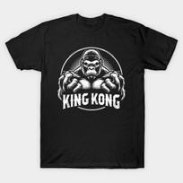 Men Black Print T-shirt King Kong No-Cut Transfer Paper Print Cotton Tshirt XL juoda
