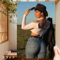 Cowgirl Metalo Plakatas Vintažinis 2D Plokščias Retro Sienų Dekoras 8x12 col. Lauko Vidaus Atsparus Orai Rančos Kavos Baro Namų Vakarų Menas 20x30cm